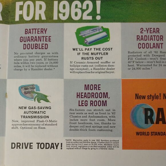 1961 Announcing Rambler for 1962 cars - 2pg Vtg PRINT AD - Picture 10 of 13